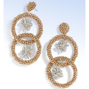 BAUBLEBAR Gold-Tone MIYANA Beaded Double Hoop Drop EARRINGS